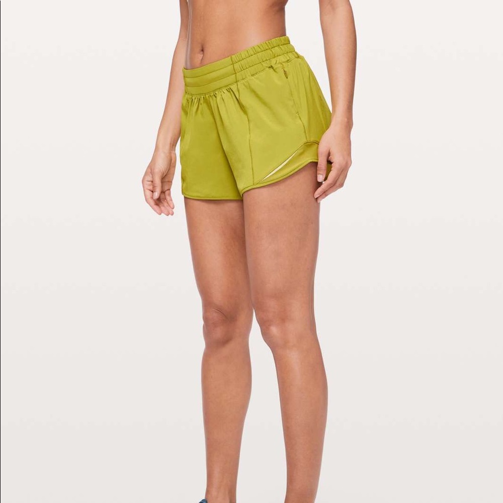Lululemon Hotty Hot Short II Long 4” Golden Lime
